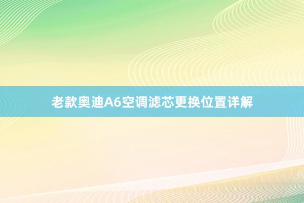 老款奥迪A6空调滤芯更换位置详解